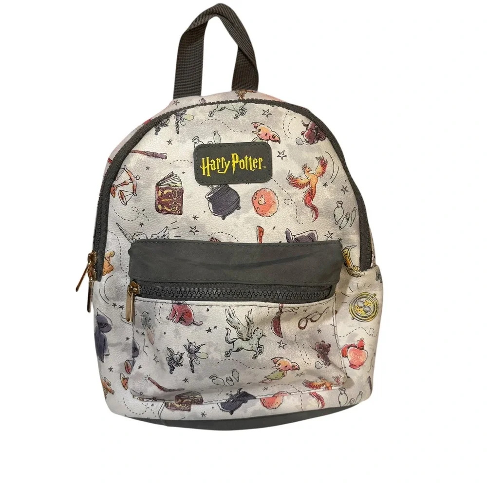 Harry Potter Kids Mini Backpack Wizarding World Magical Creatures White Gray